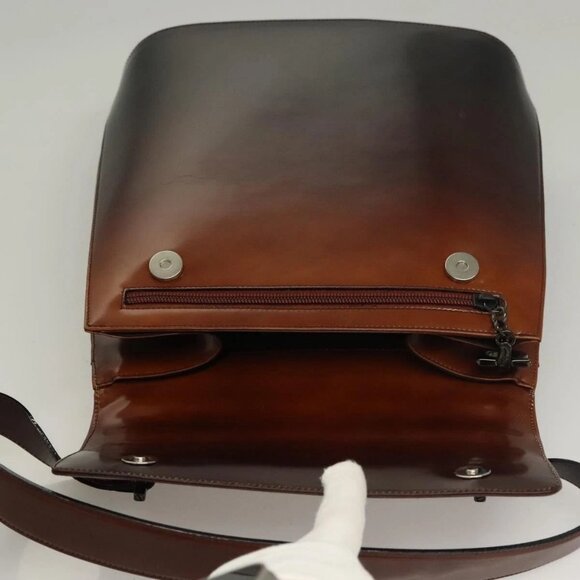 Salvatore Ferragamo Gancini Shoulder Bag Leather Brown Auth - Picture 9 of 16